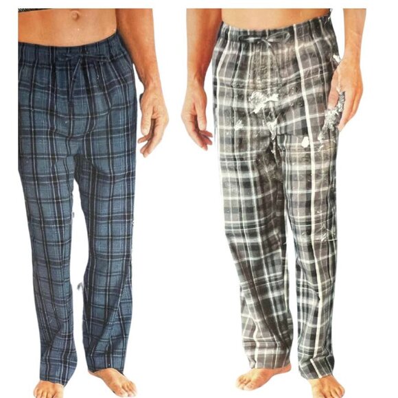 Majestic | Men's Lounge Pants | 2 Pack | Blue & Grey Plaid | Large - Picture 3 of 4